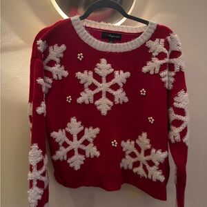 32 Degrees Red and White Snowflake Sweater